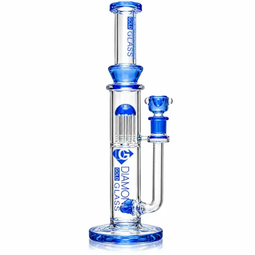[DG00263] Diamond Glass 16" TRIPPLE INLINE WITH 8 ARM - DGW1034 Blue
