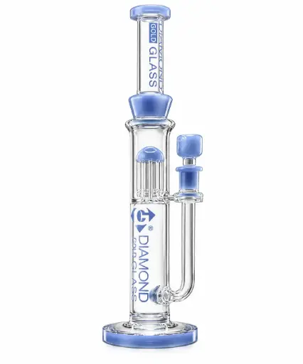 [DG00266] Diamond Glass 16" TRIPPLE INLINE WITH 8 ARM - DGW1034 Milky Blue