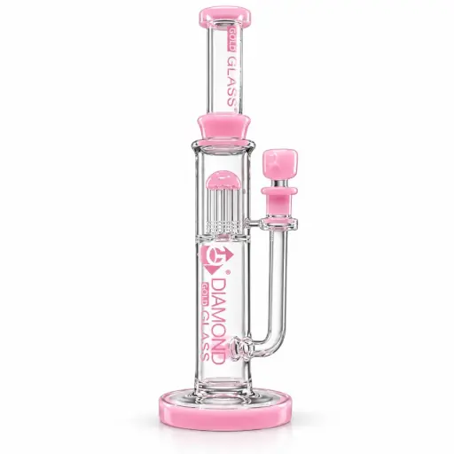 [DG00267] Diamond Glass 16" TRIPPLE INLINE WITH 8 ARM - DGW1034 Pink