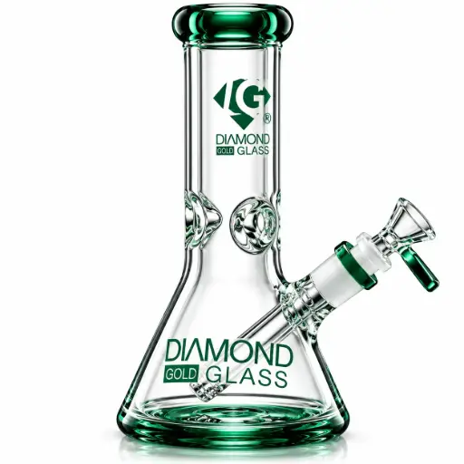 [DG00270] Diamond Glass 8" NO PERC BEAKER W/ COLOR ACCENTS - DGW1040 Teal