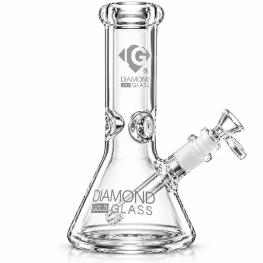 [DG00271] Diamond Glass 8" NO PERC BEAKER W/ COLOR ACCENTS - DGW1040 White