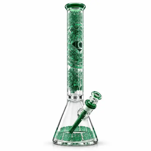 [DG00276] Diamond Glass 18" 7MM THICK GLASS BEAKER WITH ATZEC - DGW1041 Teal