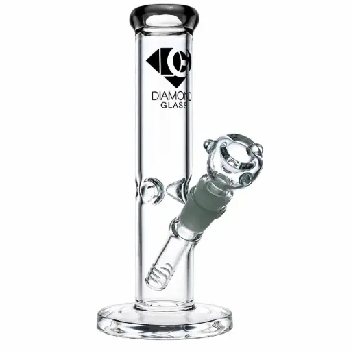 [DG00319] Diamond Glass 8" 38mm TUBING WITH COLORED MOUTH PIECE - DGW876SST Smoke