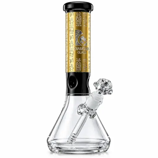 [DG00325] Diamond Glass 12" BEAKER NO PERC, 19mm THICK - DGW939 Gold