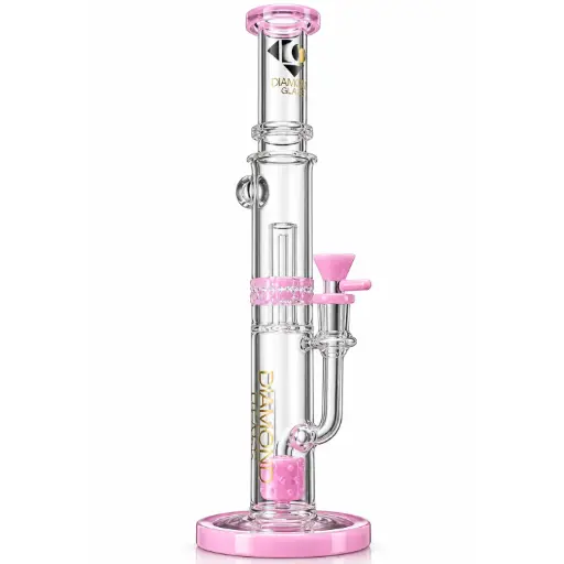 [DG00328] Diamond Glass 16" STRAIGHT RATCHET AND MARSHMALLOW PERCS - DGW941 Pink