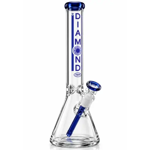 [DG00331] Diamond Glass 18" NO PERC, 19mm THICK FEMALE JOINT - DGW942-18 Blue