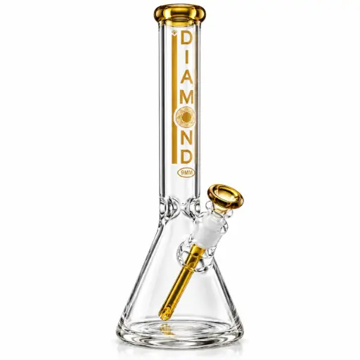 [DG00332] Diamond Glass 18" NO PERC, 19mm THICK FEMALE JOINT - DGW942-18 Gold