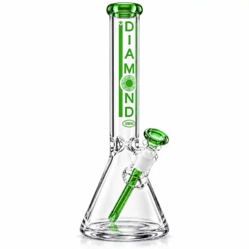 [DG00335] Diamond Glass 18" NO PERC, 19mm THICK FEMALE JOINT - DGW942-18 Green