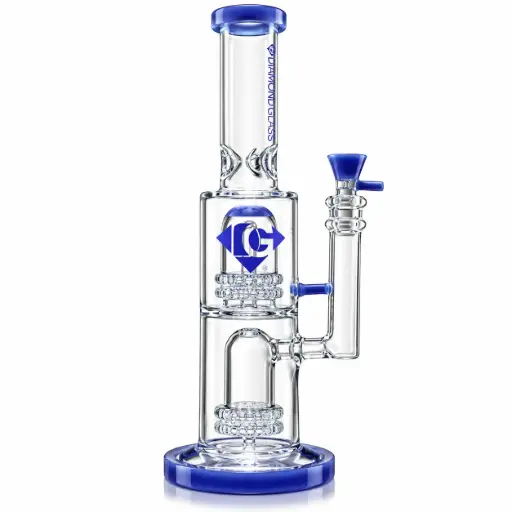 [DG00347] Diamond Glass STEMLESS W/DOME SHOWERHEAD PERCS - DGW981 Blue
