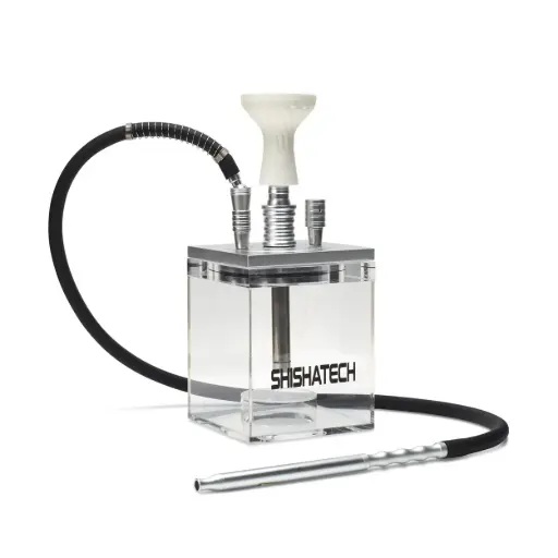 [AM050738] 15" The Block Hookah, Silver, 1 Hose, ShishaTech Travel Bag
