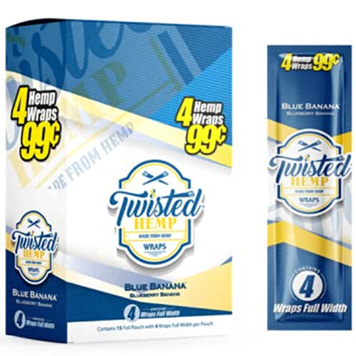 [AM022830] TWISTED HEMP Wraps 4 for $0.99 Blue Banana 15ct