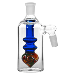 [AM025057] Ash Catcher Double Rim With A Designer Pattern On End 14mm 5" 45 Degree Blue