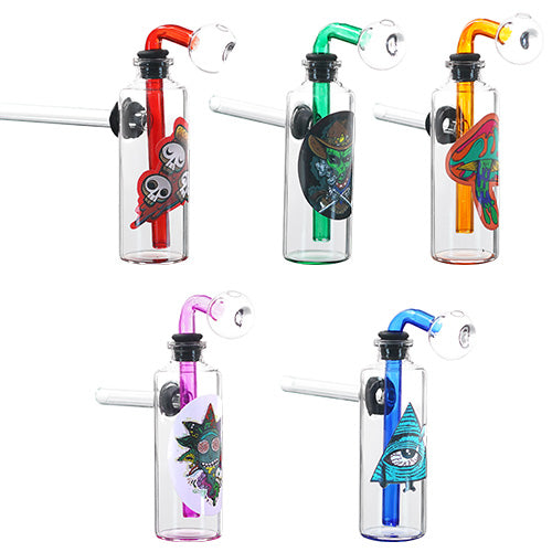 [AM025341] O.B. Water Pipe with Color Base & Sticker 5.0" Clear