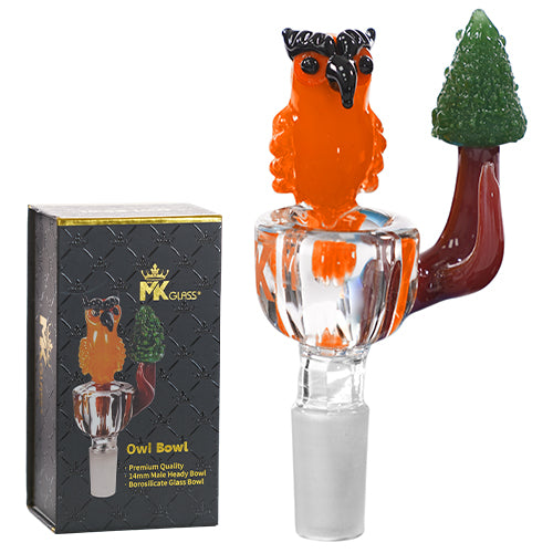 [AM025851] MK Glass Bowl Owl Orange